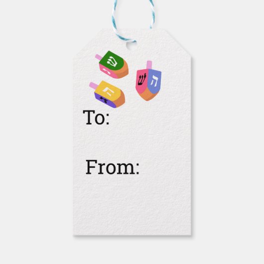 Laten we Dreidel spelen Cadeaulabel (Achterkant)