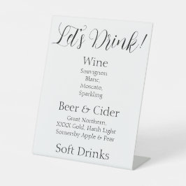 Laten we Drink Bar Menu Sign Reclamebord Met Voetstuk