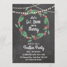Laten we Drink eten en vrolijke kerstkrans uitnodi