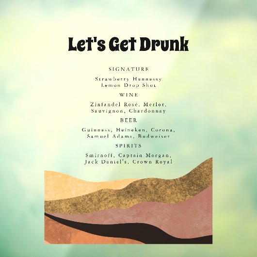 Laten we Drink transparante boho-bruiloft krijgen Raamsticker (Vel 3)