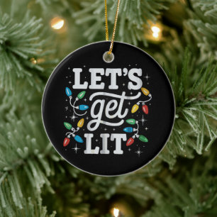 Laten we dronken worden Drinkende Kerstman Hoed Ke Keramisch Ornament