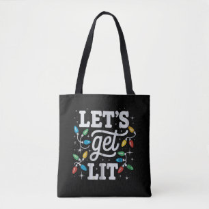 Laten we dronken worden met Kerstmannenhoed Kerstv Tote Bag