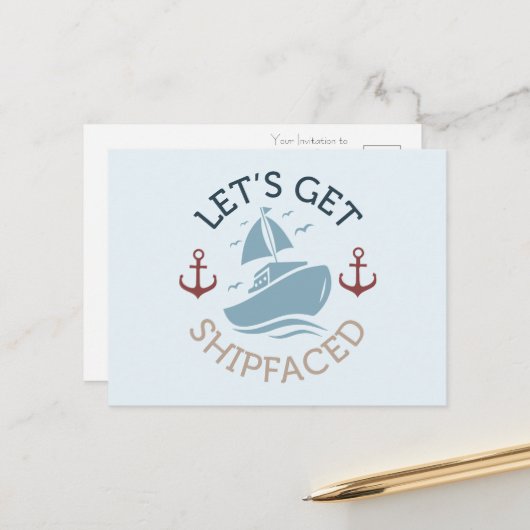 Laten we dronken worden op zee briefkaart (Voorkant / Achterkant in situ)