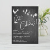 Laten we Edison Lights Chalkboard Reception vieren Kaart (Staand voorkant)