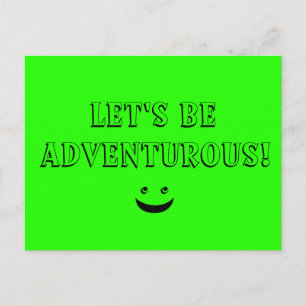 LATEN WE EEN ADVENTUROUS Fun Smiling Face Lime Gre Briefkaart