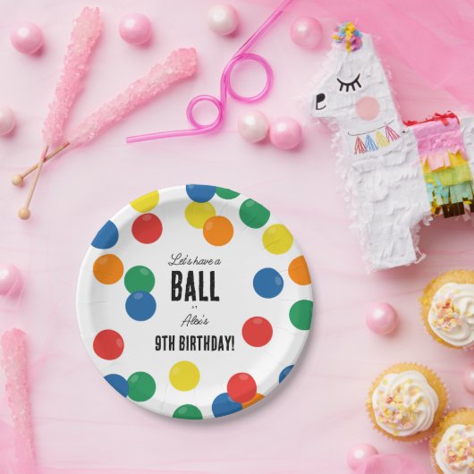 Laten we een bal kleurrijke bal verjaardagsfeestje papieren bordje (Feest)
