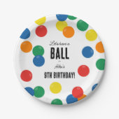 Laten we een bal kleurrijke bal verjaardagsfeestje papieren bordje (Voorkant)