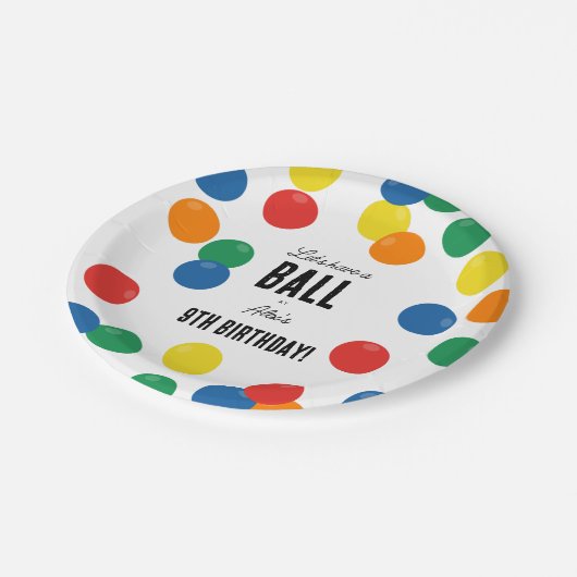 Laten we een bal kleurrijke bal verjaardagsfeestje papieren bordje (Gekanteld)