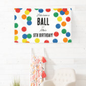 Laten we een bal kleurrijke bal verjaardagsfeestje spandoek (Insitu)