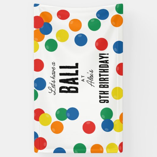 Laten we een bal kleurrijke bal verjaardagsfeestje spandoek (Verticaal)