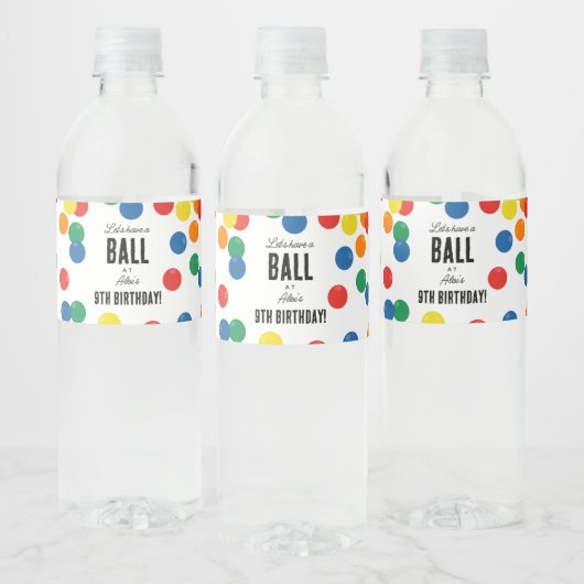 Laten we een bal kleurrijke bal verjaardagsfeestje waterfles etiket (Flessen)