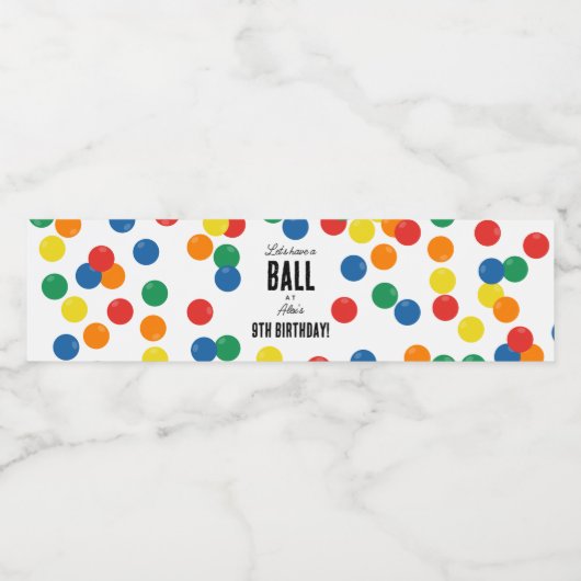 Laten we een bal kleurrijke bal verjaardagsfeestje waterfles etiket (Enkel label)