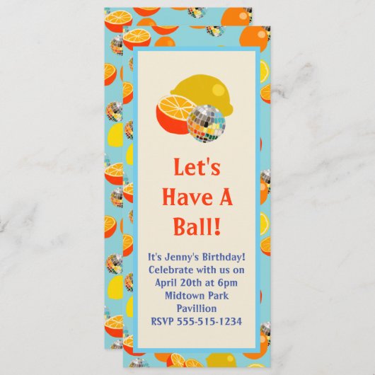 Laten we een bal nemen! Uitnodiging voor disco par (Voorkant / Achterkant)