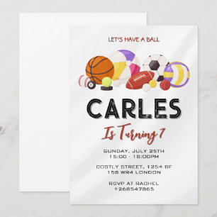 Laten we een bal sport verjaardag voor kinderen kaart