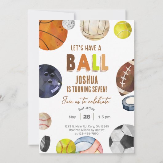 Laten we een bal sportjongen uitnodigen. kaart (Voorkant)