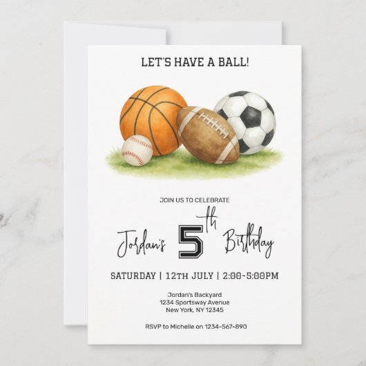 Laten we een bal verjaardagsuitnodiging Sportzomer Kaart (Voorkant)