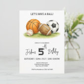 Laten we een bal verjaardagsuitnodiging Sportzomer Kaart (Staand voorkant)