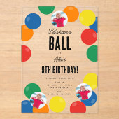 Laten we een Ball Kids verjaardagsfeestje thema he Acryl Uitnodigingen (Voorkant)