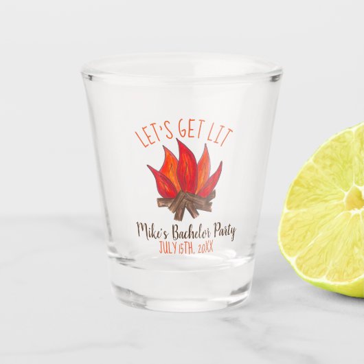 Laten we een Beschonken Ongehuwde Man Vrijgezellen Shot Glas (Voorkant)