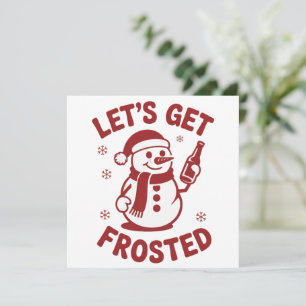 Laten we een bevroren sneeuwmannenbier krijgen Sna Feestdagenkaart