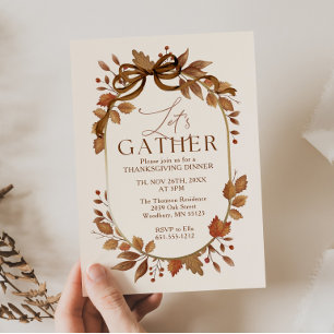 Laten we een bosrijke Thanksgiving-dineruitnodigin Kaart