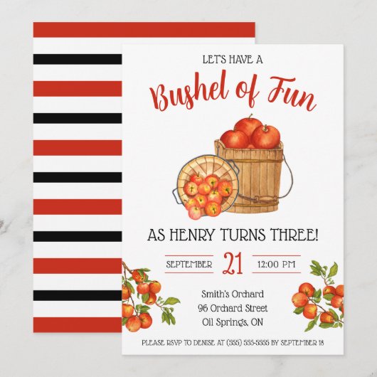 Laten we een bushel van plezier hebben! Apple verj Kaart (Voorkant / Achterkant)