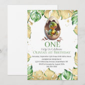 Laten we een Dino T Rex-feestje vieren Kaart (Voorkant / Achterkant)