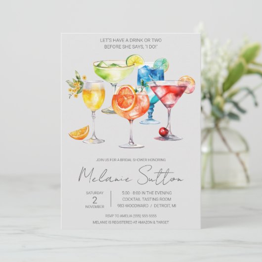 Laten we een Drink nemen! Cocktail Drink Vrijgezel Kaart (Staand voorkant)