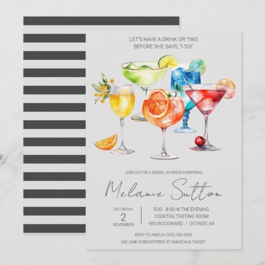 Laten we een Drink nemen! Cocktail Drink Vrijgezel Kaart (Voorkant / Achterkant)