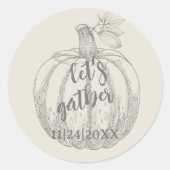 Laten we een elegante rustieke pompoen Thanksgivin Ronde Sticker (Voorkant)