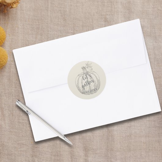 Laten we een elegante rustieke pompoen Thanksgivin Ronde Sticker