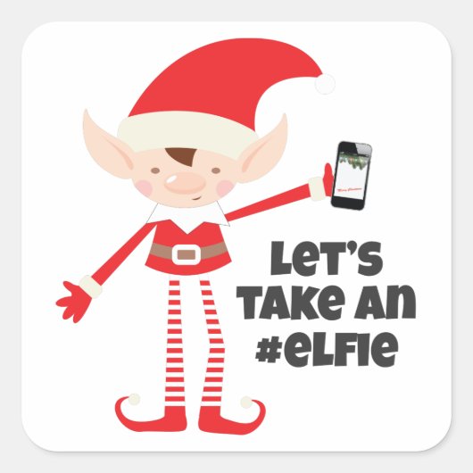 Laten we een elfie nemen vierkante sticker (Voorkant)
