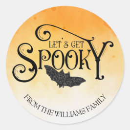Laten we een enge, glinsterende Halloween hebben Ronde Sticker