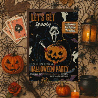 Laten we een enge Halloween-feest geven Kaart