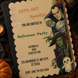 Laten we een enge Halloween-feest geven Kaart
