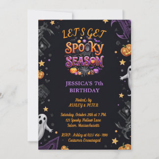 Laten we een enge Halloween-feest verjaardagsuitno Kaart