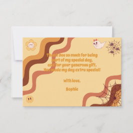 Laten we een enge halloween retro kinderverjaardag bedankkaart