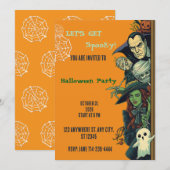 Laten we een enge Halloweenfeest geven Kaart (Voorkant / Achterkant)