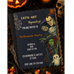 Laten we een enge Halloweenfeest geven Kaart