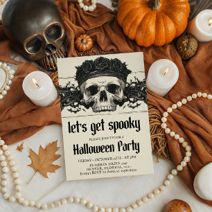 Laten we een enge kroon schedel Halloween uitnodig Kaart
