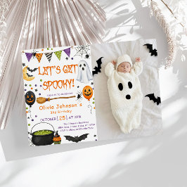 Laten we een enge leuke kinder Halloween verjaarda Kaart