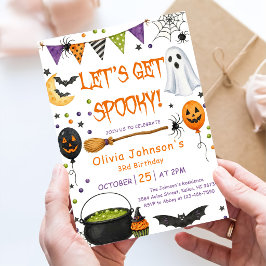 Laten we een enge leuke kinder Halloween verjaarda Kaart