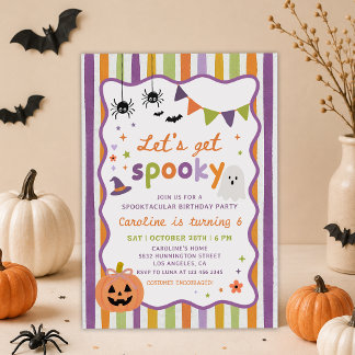 Laten we een enge leuke kinder Halloween verjaarda Kaart