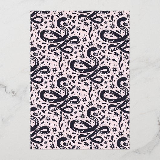 Laten we een enge slang Halloween folie uitnodigin Folie Uitnodiging (Achterkant)