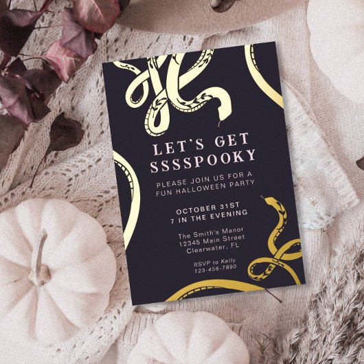Laten we een enge slang Halloween folie uitnodigin Folie Uitnodiging