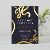 Laten we een enge slang Halloween folie uitnodigin Uitnodiging (Staand Voorkant)