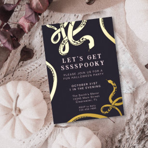 Laten we een enge slang Halloween folie uitnodigin Uitnodiging
