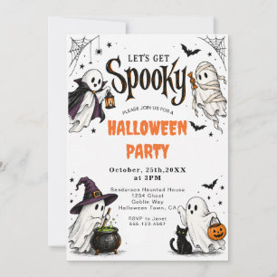 Laten we een enge spook Halloween-feest geven Kaart
