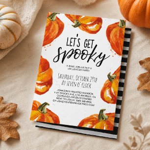 Laten we een enge waterverf pompoen Halloween krij Kaart