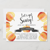 Laten we een enge Waterverf pompoen Halloween part Kaart (Voorkant)